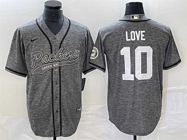 Men%27s Green Bay Packers #10 Jordan Love Gray Cool Base Stitched Baseball Jersey->denver broncos->NFL Jersey